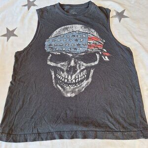 USA American Flag Skull Biker Bandana Tank‎ Top Muscle Shirt Black Medium (?)